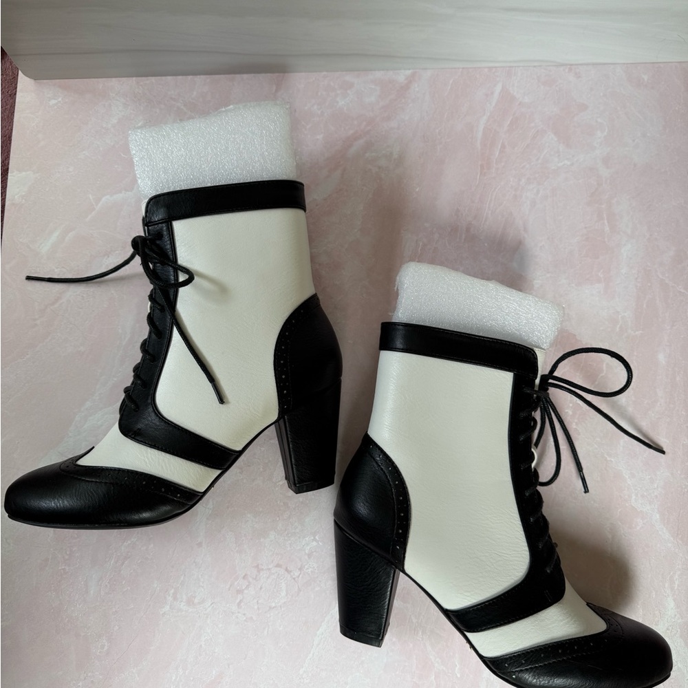 Black and White Women's Ankle Boots